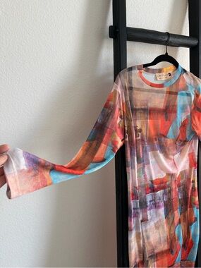 What Lo Wants — Multicolor Abstract Print Long Sleeve Dress